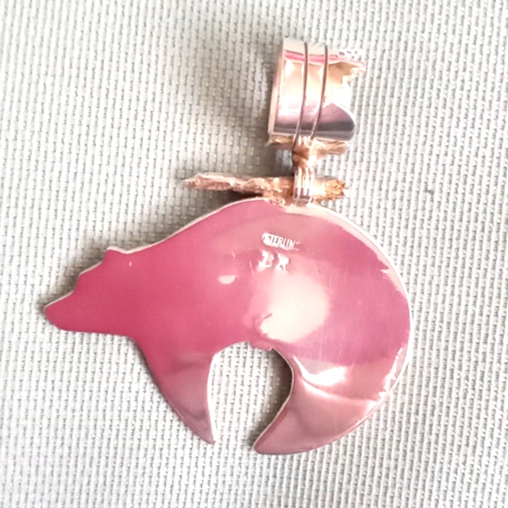 NATIVE AMERICAN STERLING SILVER TOTEM BEAR - Picture 4 of 8